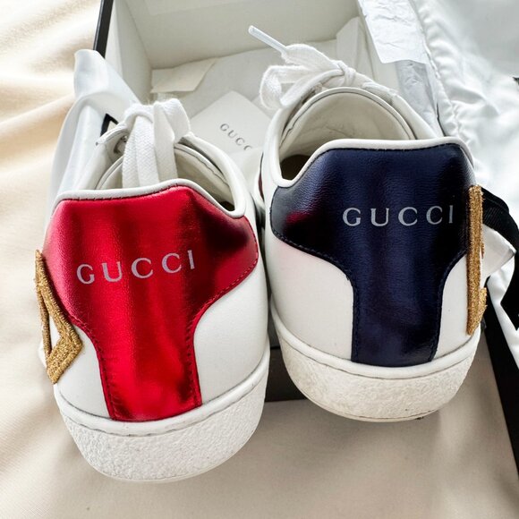 Gucci "Ace" Loved Sneakers in White, size 38 (Fits roomy, like an 8.5) - Picture 6 of 12